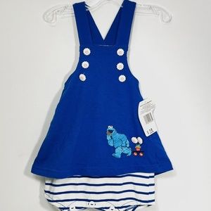 12 month vintage Cookie Monster Romper